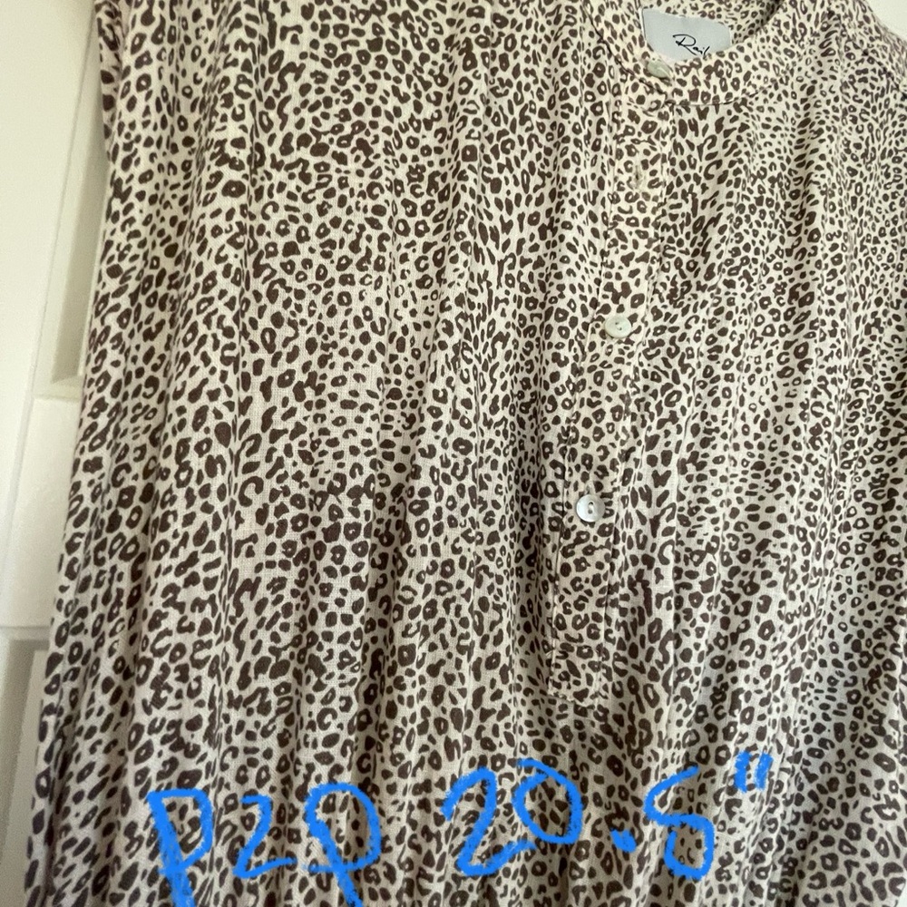 Rails Linen Leopard Print Ruffle Hem Tunic - Picture 2 of 7